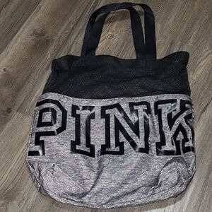 PINK Victoria's Secret Black and Gray Mesh Tote
